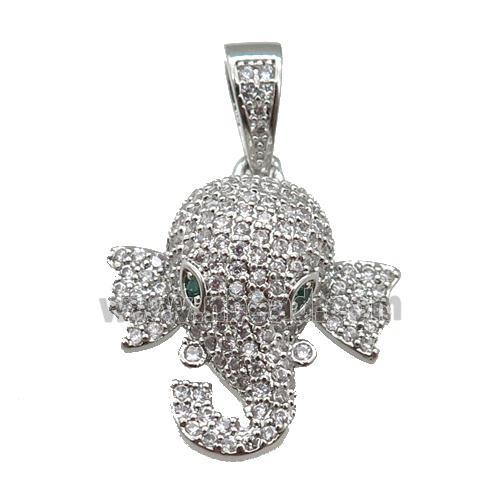 copper Elephant paved zircon, platinum plated