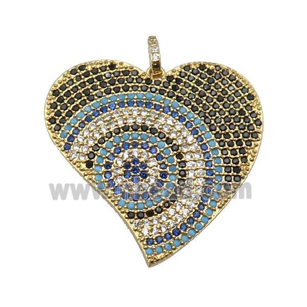 copper Heart pendant paved zircon, gold plated