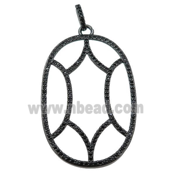 copper Tortoise pendant paved zircon, black plated