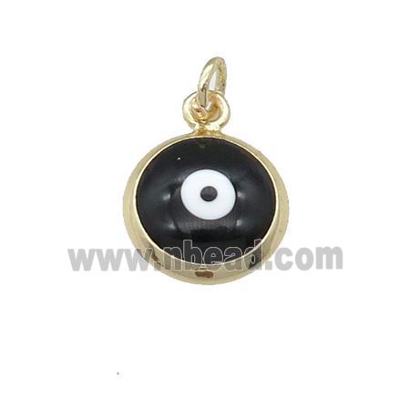 copper Evil Eye pendant with black enamel, gold plated