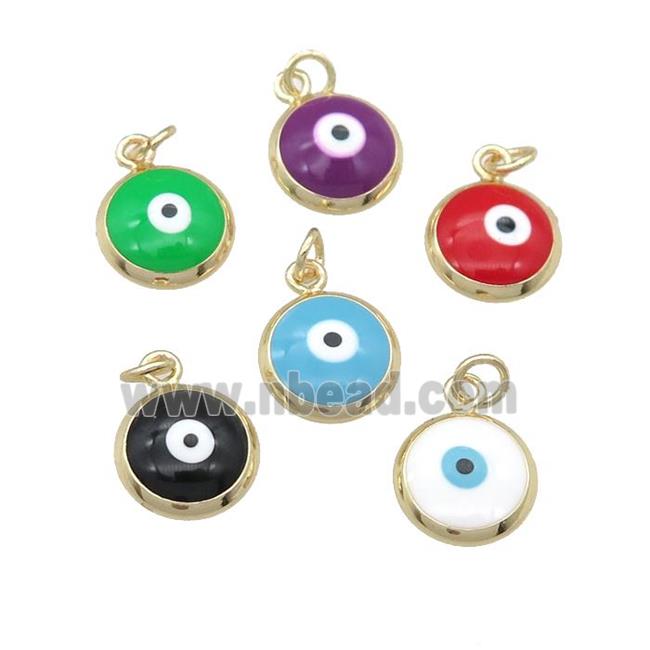 copper Evil Eye pendant with enamel, gold plated, mixed
