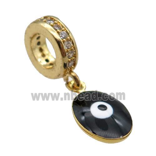 copper Evil Eye pendant with black enamel, gold plated