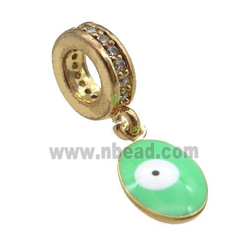 copper Evil Eye pendant with green enamel, gold plated