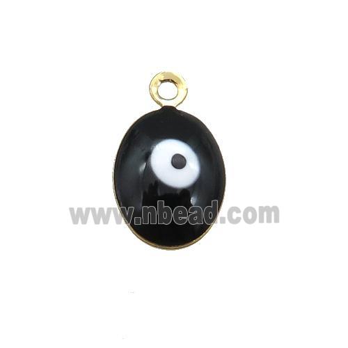 copper Evil Eye pendant with black enamel, gold plated