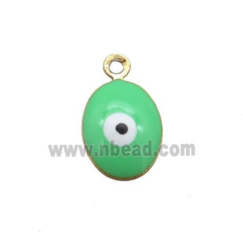 copper Evil Eye pendant with green enamel, gold plated