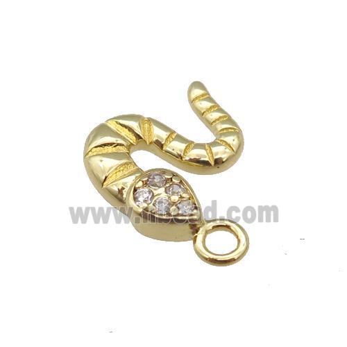 copper snake pendant paved zircon, gold plated