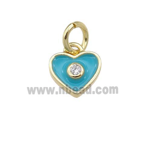 copper Heart pendant with teal enamel, gold plated