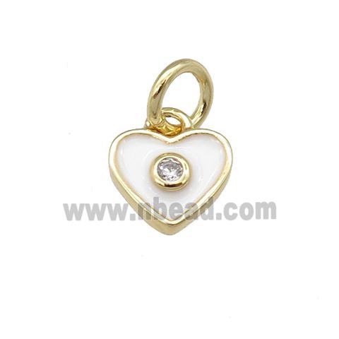 copper Heart pendant with white enamel, gold plated