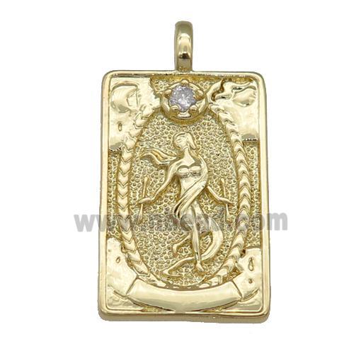 copper Tarot Card pendant, beauty, gold plated