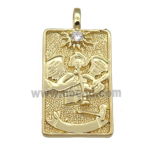 copper Tarot Card pendant, gold plated