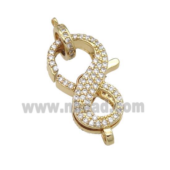 copper Lobster Clasp paved zircon, gold plated