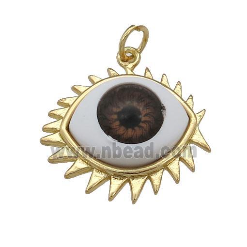 copper pendant with red Evil Eye, gold plated