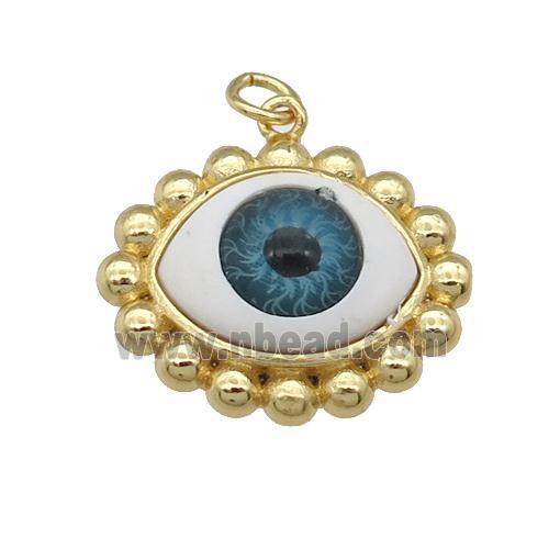 copper pendant with blue Evil Eye, gold plated