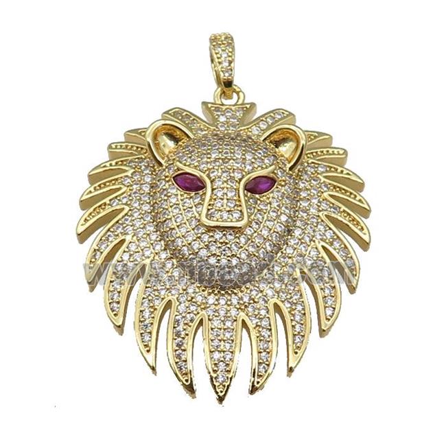 Copper Lion Pendant Pave Zircon Gold Plated