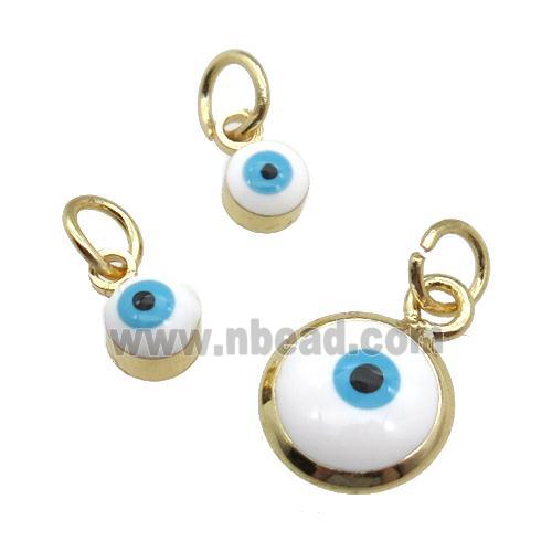 copper Evil Eye pendant with white enamel, gold plated