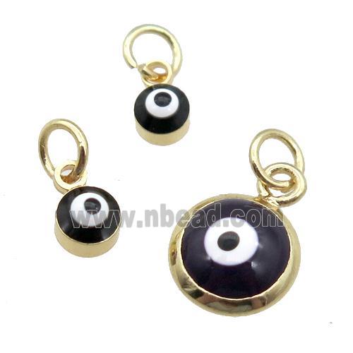 copper Evil Eye pendant with black enamel, gold plated