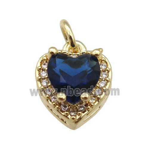 copper Heart pendant paved darkblue zircon, gold plated