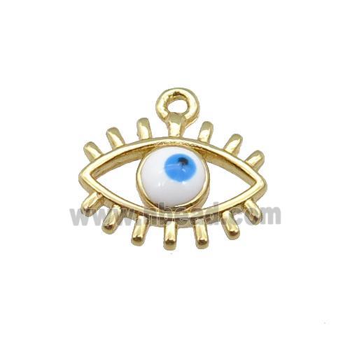 copper Evil Eye pendant with white enamel, gold plated