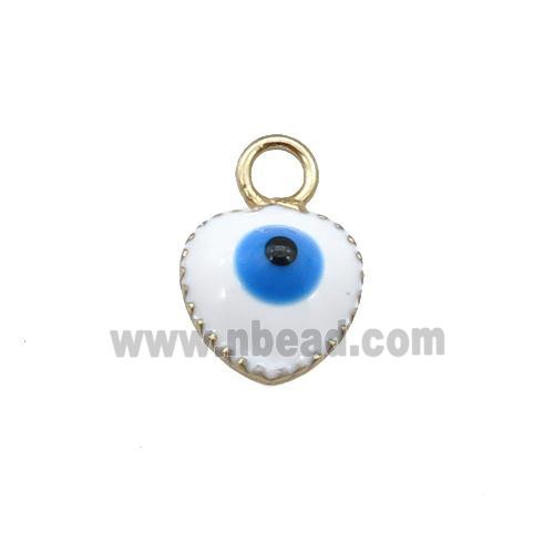 copper Evil Eye pendant with white enamel, gold plated