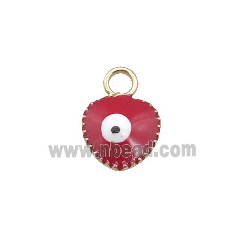 copper Evil Eye pendant with red enamel, gold plated