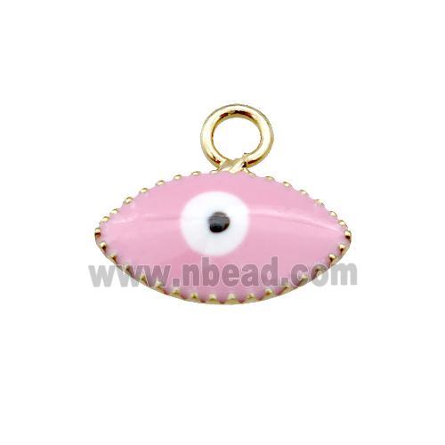 copper Evil Eye pendant with pink enamel, gold plated