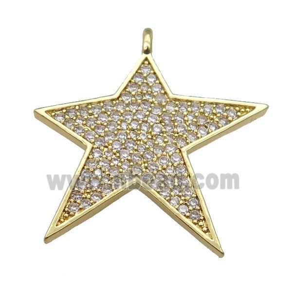 copper Star pendant paved zircon, gold plated