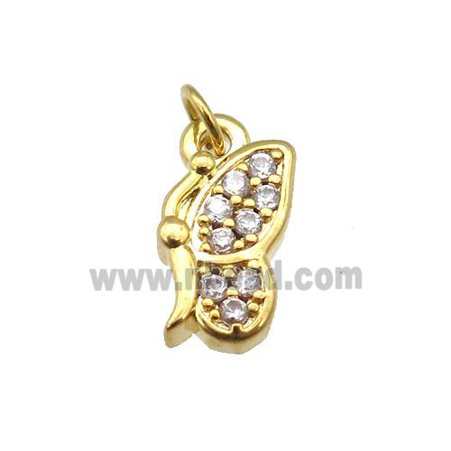 copper butterfly pendant paved zircon, gold plated