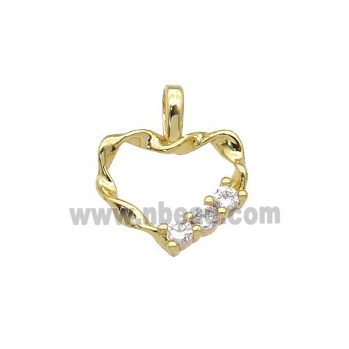 copper Heart pendant paved zircon, gold plated