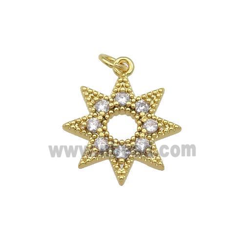 copper star pendant paved zircon, gold plated