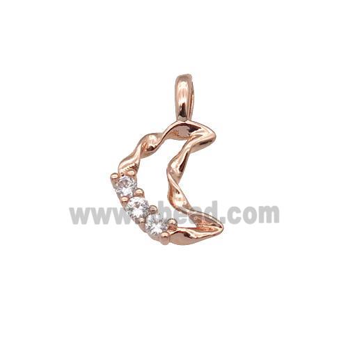 copper Moon pendant paved zircon, rose gold