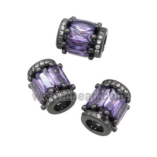 copper tube beads pave purple zircon, black plated