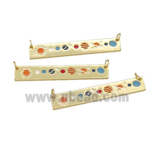 copper Sitck pendant with enamel, gold plated