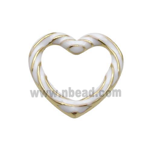 copper Heart pendant with white enamel, gold plated