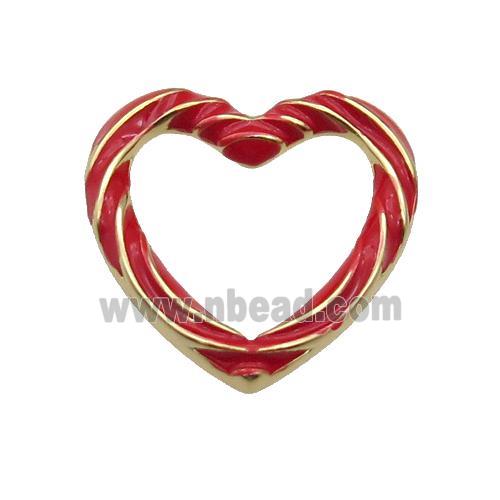 copper Heart pendant with red enamel, gold plated