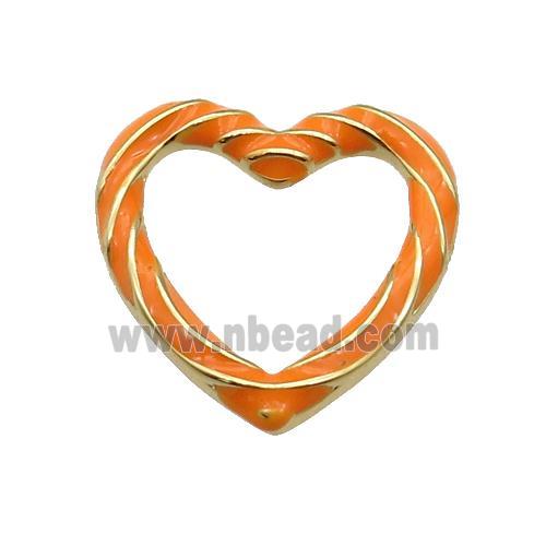 copper Heart pendant with orange enamel, gold plated