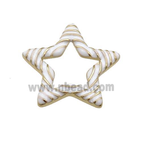 copper Star pendant with white enamel, gold plated