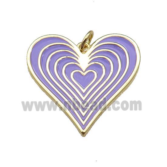 copper Heart pendant with lavender enamel, gold plated