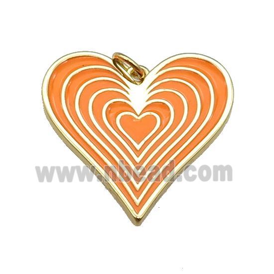 copper Heart pendant with orange enamel, gold plated