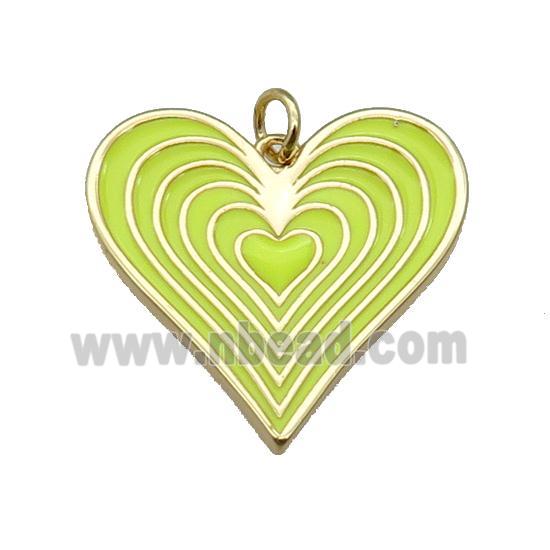 copper Heart pendant with yellow enamel, gold plated