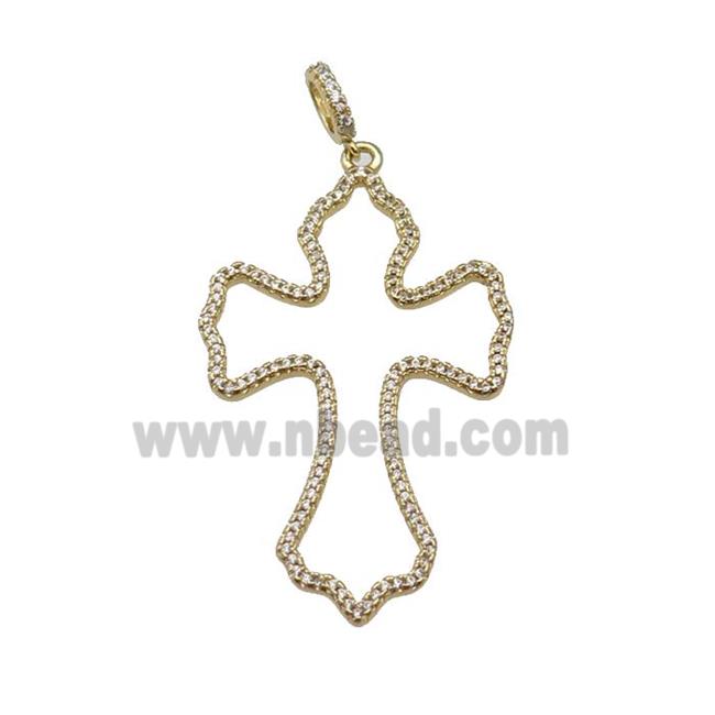 copper cross pendant paved zircon, gold plated