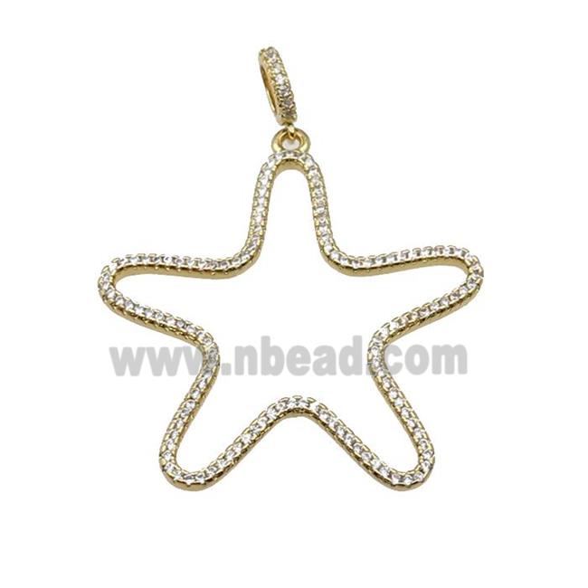 copper Star pendant paved zircon, gold plated