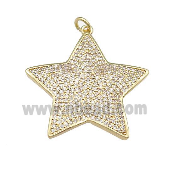 copper Star pendant paved zircon, gold plated