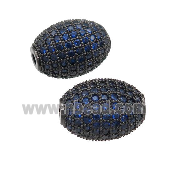 copper barrel Beads paved blue zircon, black plated