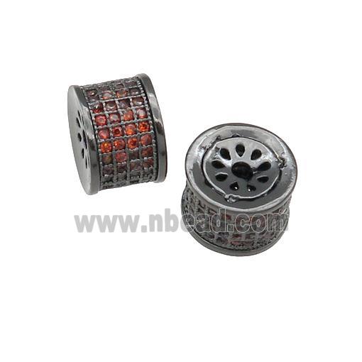 copper tube beads paved orange zircon, black plated