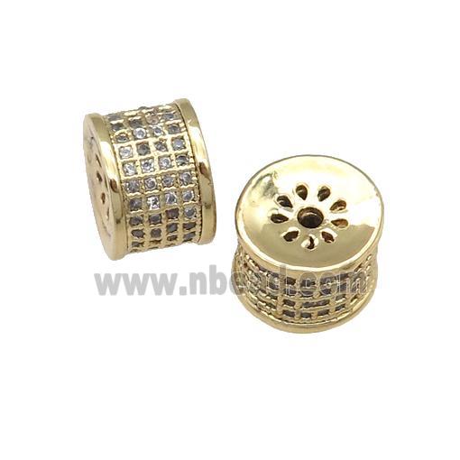 copper tube beads paved zircon, gold plated