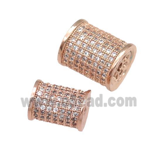 copper tube beads paved zircon, rose gold