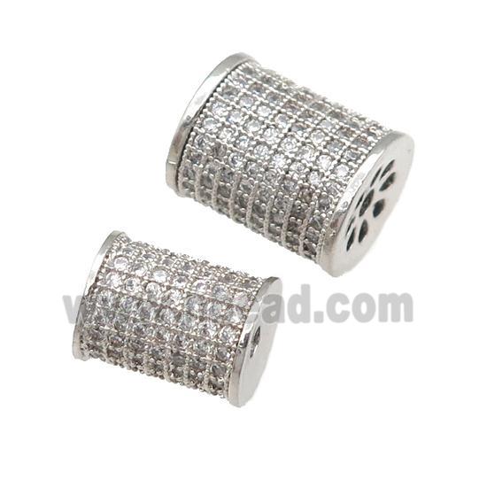 copper tube beads paved zircon, platinum plated