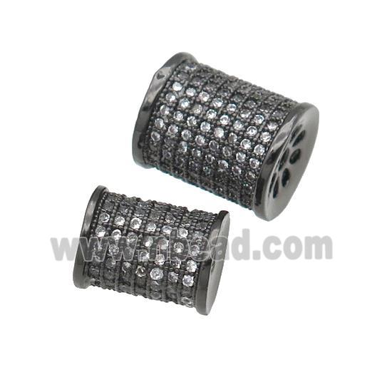 copper tube beads paved zircon, black plated