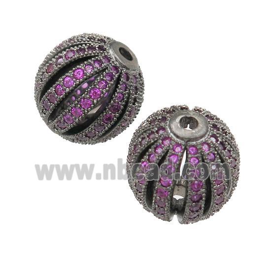 copper pumkin beads pave hotpink zircon, black plated