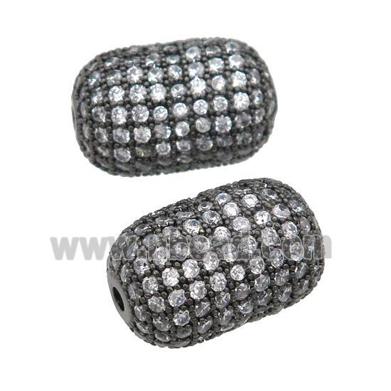 copper barrel Beads pave zircon, black plated